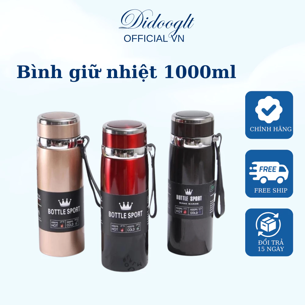 Bình giữ nhiệt 800ml,1000ml DIDOOGLT - Ly giữ nhiệt inox 304 cao cấp kèm khay lọc trà tiện lợi