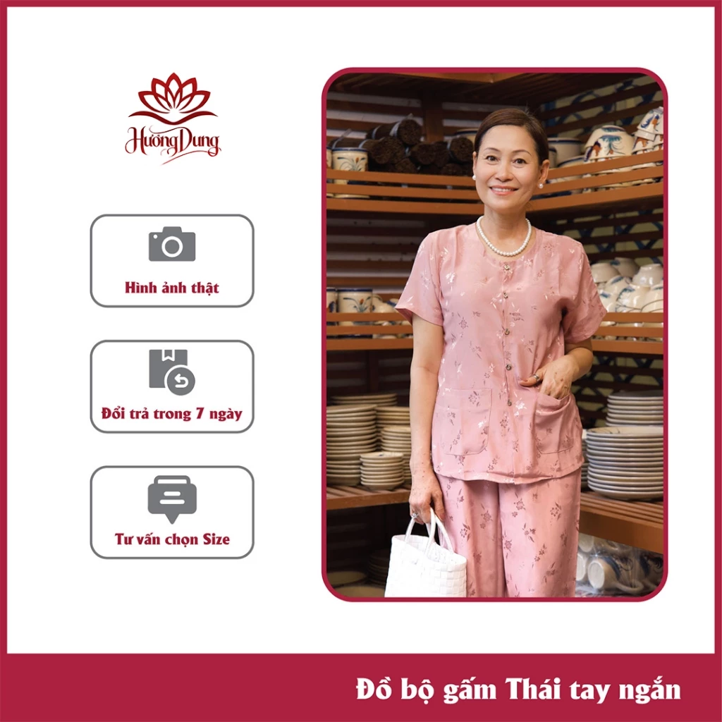 Bộ Cho Mẹ Trung Niên, Đồ Bộ Trung Niên Gấm Thái Cao Cấp Sang Trọng Và Thoải Mái - Hương Dung Store