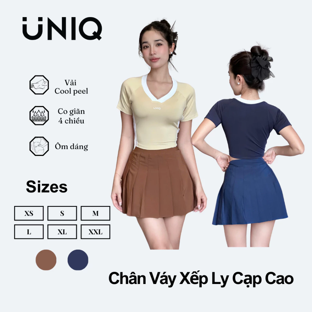Chân Váy Pickleball Nữ UNIQ Xếp Ly Cạp Cao