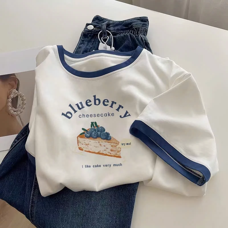 Áo thun nữ ngắn tay chất cotton in hình Menina, áo thun nữ cổ tròn dáng rộng thời trang.