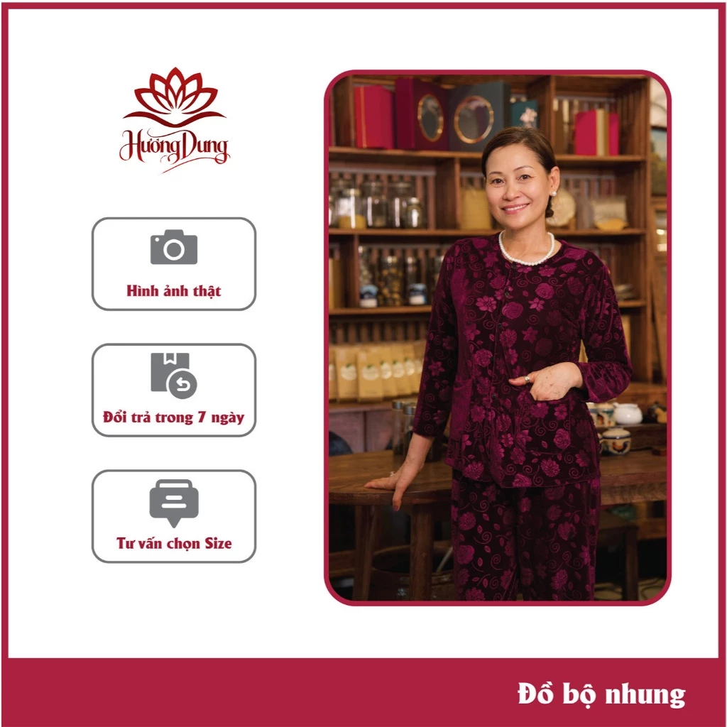Bộ trung niên sang trọng NHUNG HÀN, 1 món quà dành tặng cho mẹ ý nghĩa - Hương Dung Store