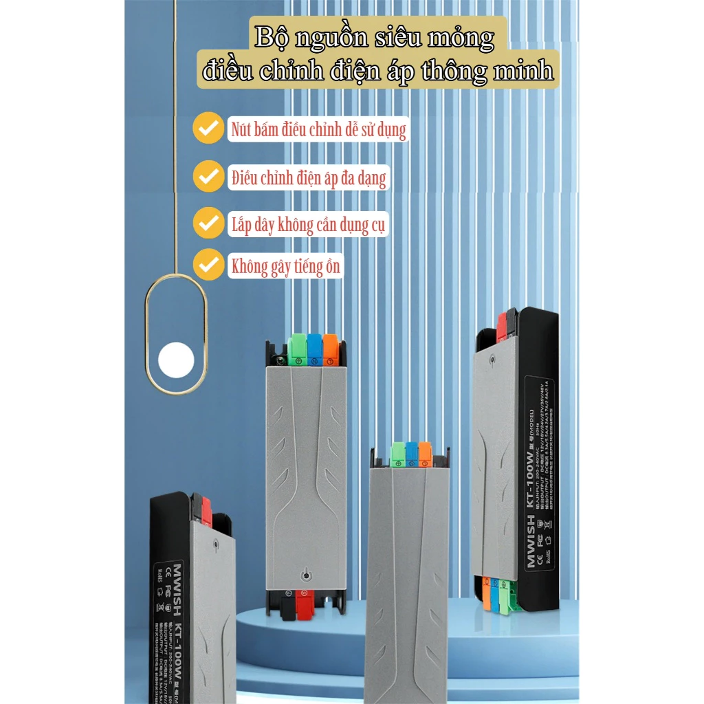 Nguồn đa điện áp 12v 24v 36v 48v, nguồn mỏng nhỏ gọn chất lượng cao chuyên dùng cho hệ thống chiếu sáng nội thất