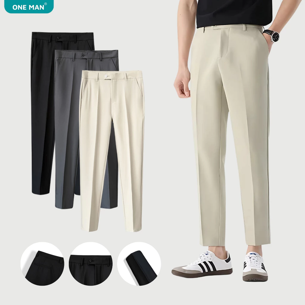Quần âu nam form slim trẻ trung thương hiệu ONE MAN chất liệu chiệu cao cấp dễ phối đồ mã BT002 Hàng QC 2026