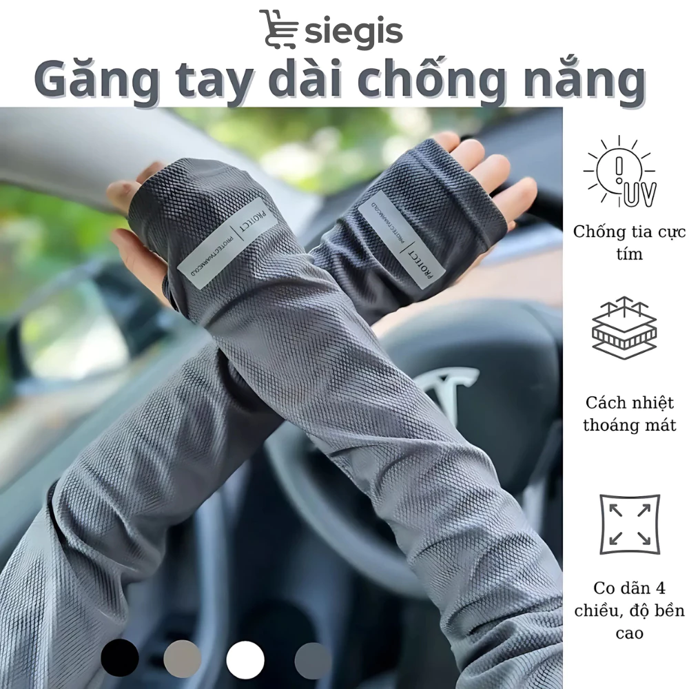 Găng Tay Chống Nắng, Chống Tia UV Cho Nam Nữ Lái Xe - Bao Tay Chống Nắng Mềm Mịn Thoáng Mát