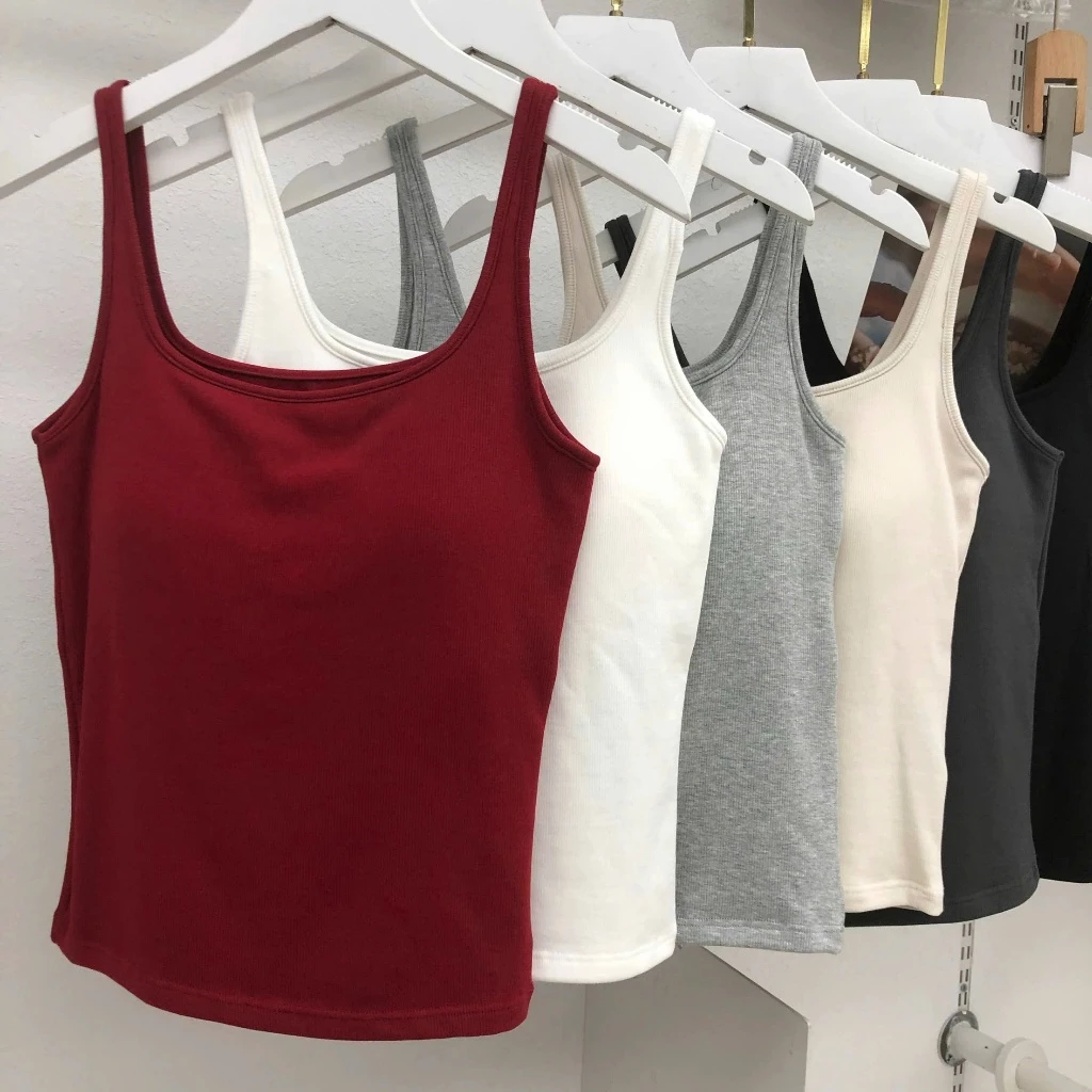 Áo Bra 2 Dây Chất Cotton Tăm Lạnh Cổ Vuông Có Mút May Liền TÔn Hack Dáng Siêu Đỉnh Mã 6610.