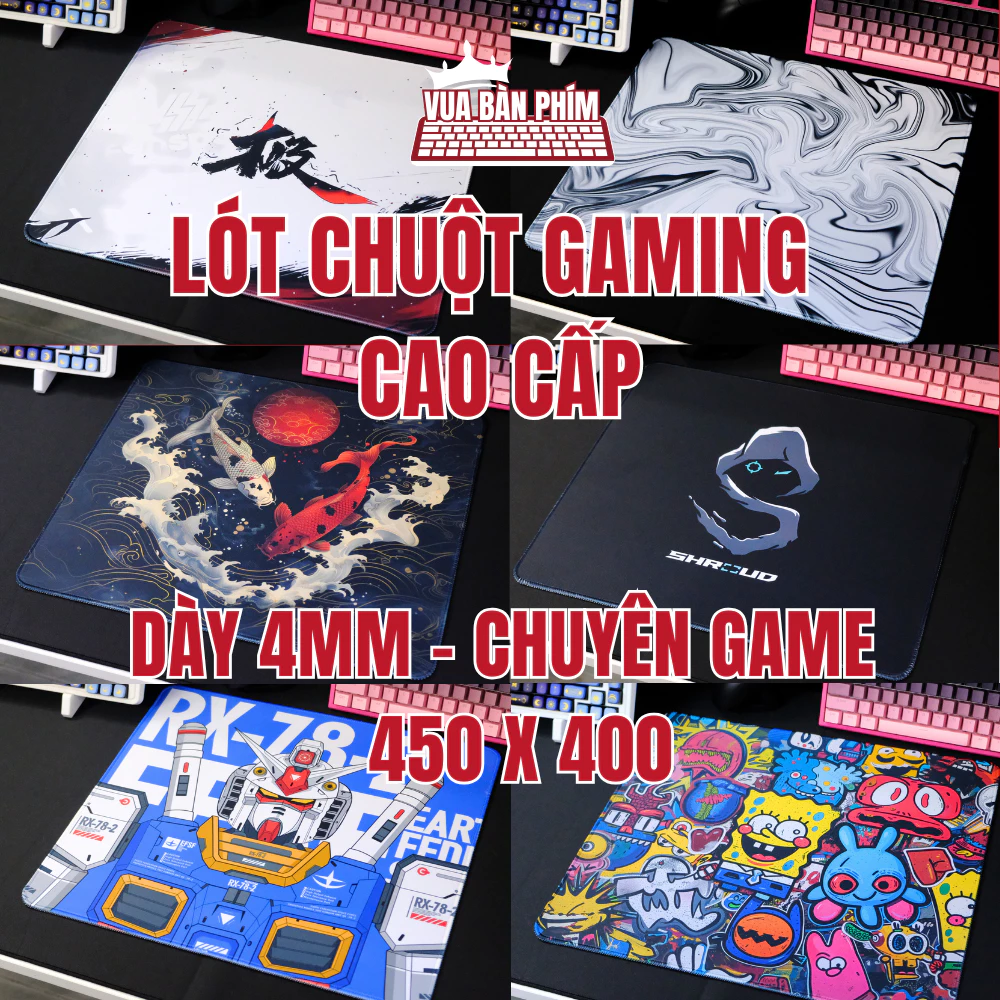 Tấm lót chuột cao cấp gaming , pad chuột chuyên game FPS 40x45cm, dày 4mm bề mặt speed chống trượt di chuột cực êm