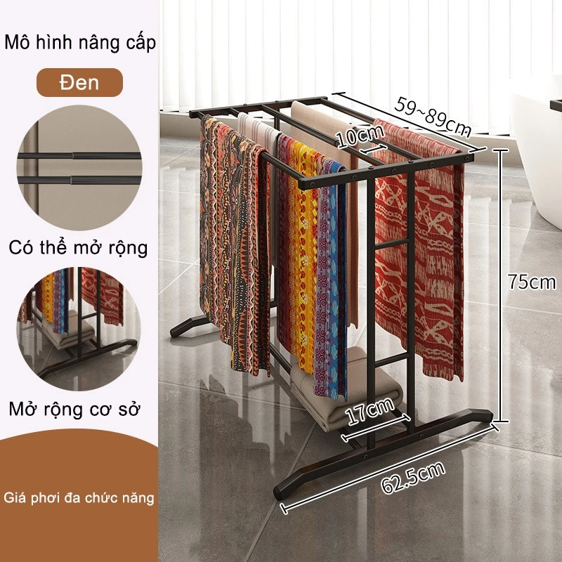 Móc treo quần áo đứng sàn, giá treo quần áo, giá treo khăn ban công, giá phơi quần áo dày chống gió, thanh phơi quần áo