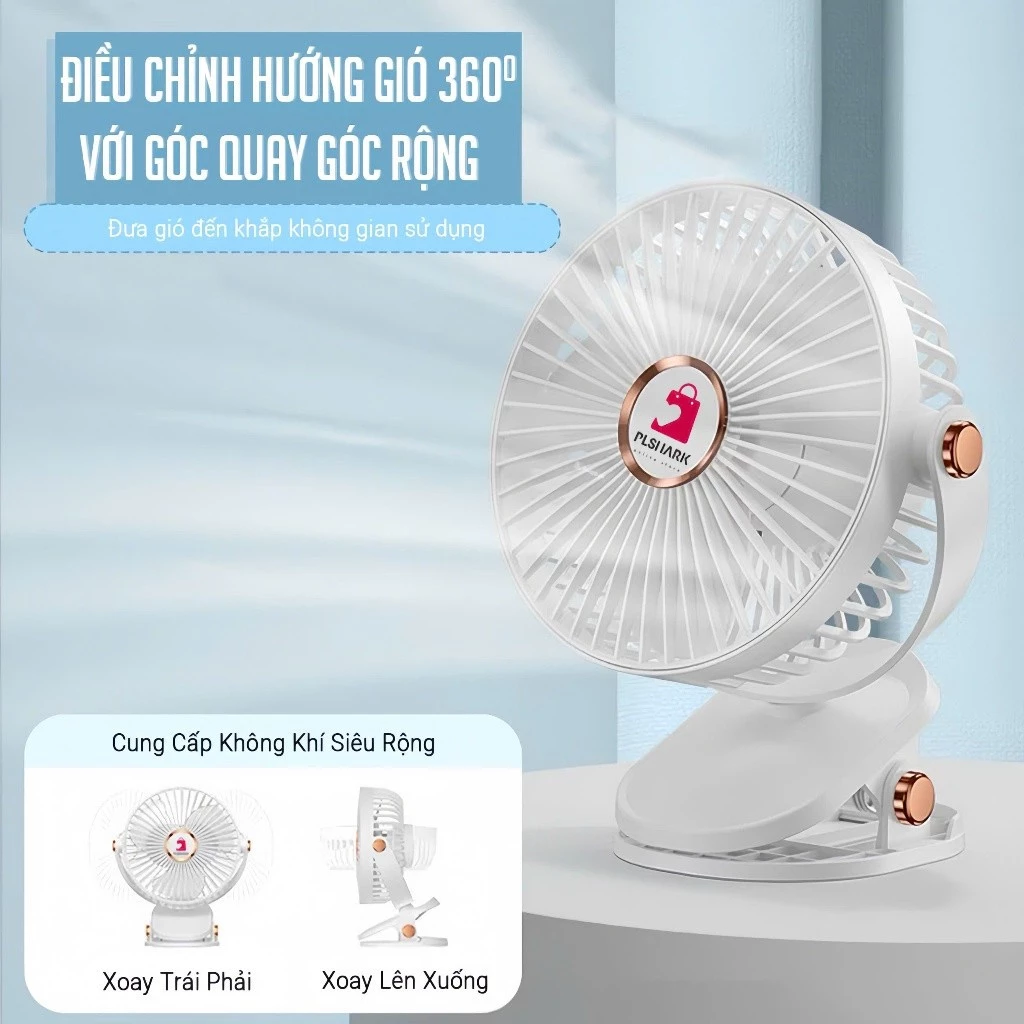 Quạt Tích Điện Kẹp Bàn Mini Để Bàn Có Đèn Led ,Quạt Tích Điện Mini Pin 10000 MHA