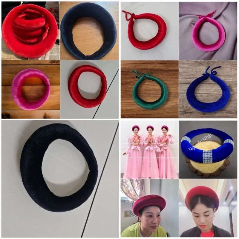 Vấn nhung đội đầu dùng biểu diễn văn nghệ, vấn quan họ bắc ninh, vấn dân tộc tày, đạo cụ phụ kiện Nguyễn Nhật