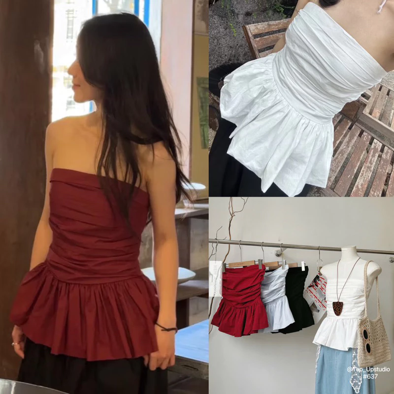 Áo quây thô su xếp li ngực 𝐅𝐄𝐋𝐈𝐄 𝐓𝐎𝐏 best seller dáng peplum