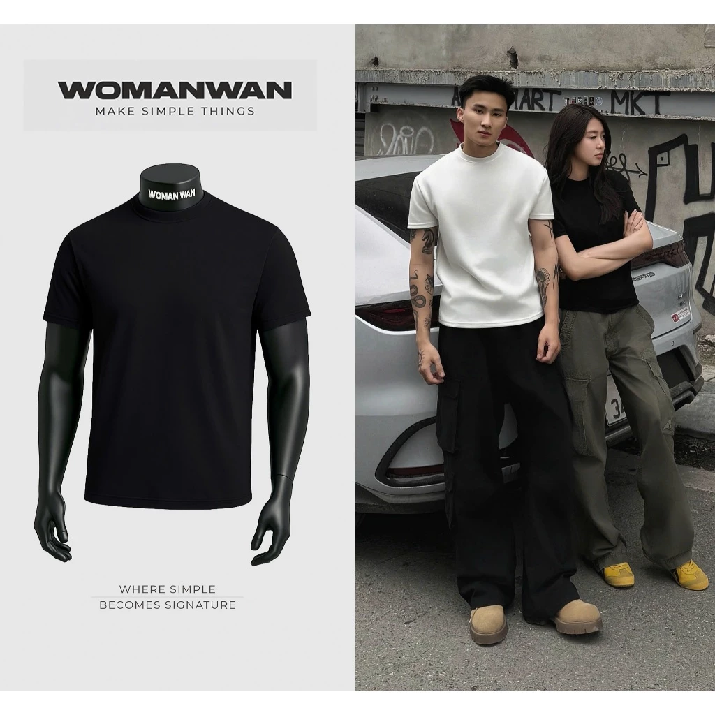 [ BẢN SIÊU CẤP] Áo Thun Nam Tôn Chiều Cao Clean Fit Vải Chống Nhăn - WOMAN WAN Cổ Tròn Menswear