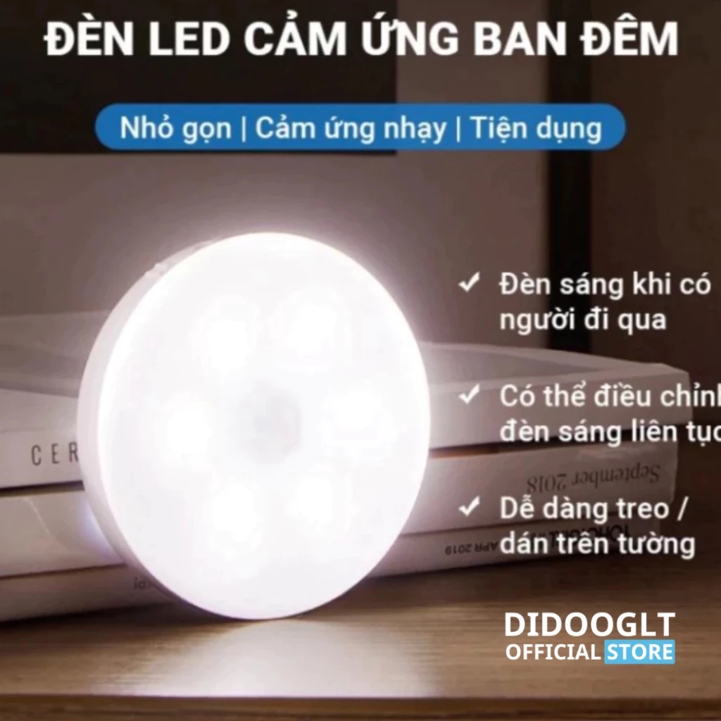 Đèn Led Cảm Ứng DIDOOGLT - Đèn Ngủ Cảm Biến Chuyển Động Thông Minh Tự Động Sáng Dán Tường