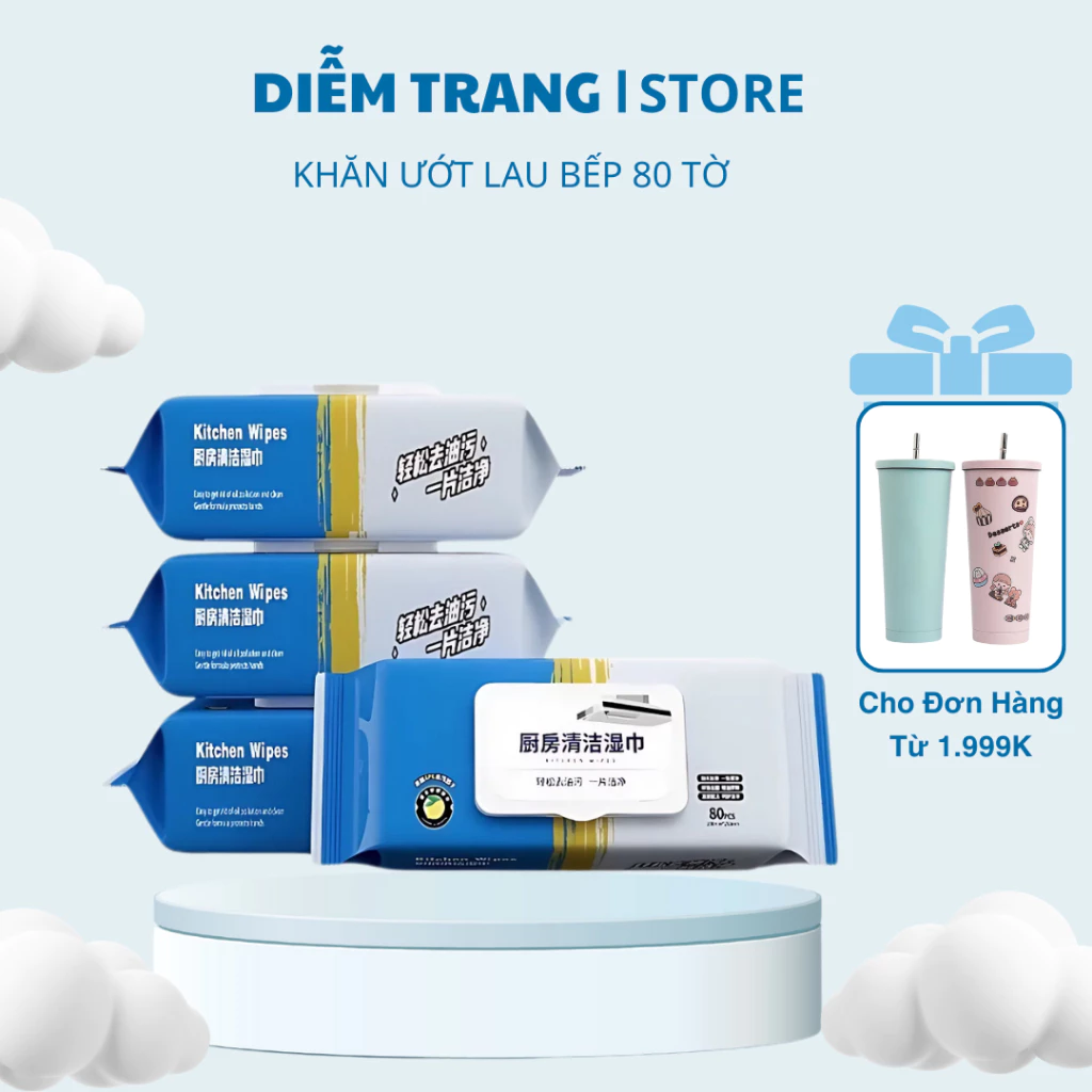 Khăn Ướt 80 Tờ Lau Bếp Đa Năng Siêu Sạch - Giấy Ướt Lau Bếp Vệ Sinh Bát Đĩa Siêu Dai  An Toàn Cho Da Tay