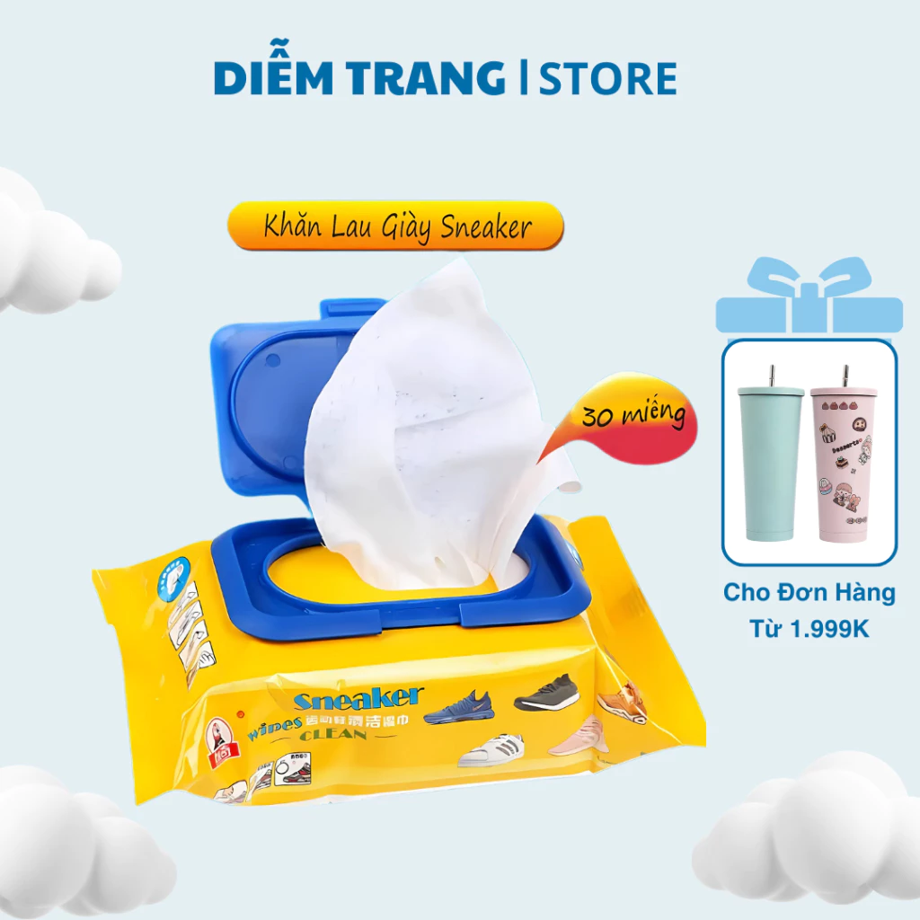 Khăn Lau Giày Sneaker Siêu Sạch Hộp 30 Tờ - Khăn Ướt Vệ Sinh Giày, Túi Xách Không Hoá Chất