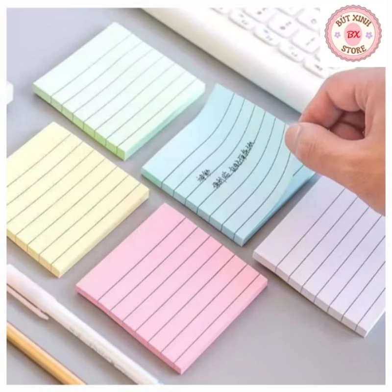 100 Tờ Giấy note, giấy ghi chú kẻ ngang nhiều màu sắc