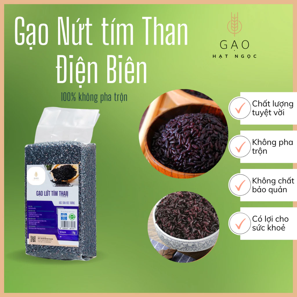 [Chính hãng] gạo lứt tím than điện biên ngon số 1 hàng chuẩn cao cấp
