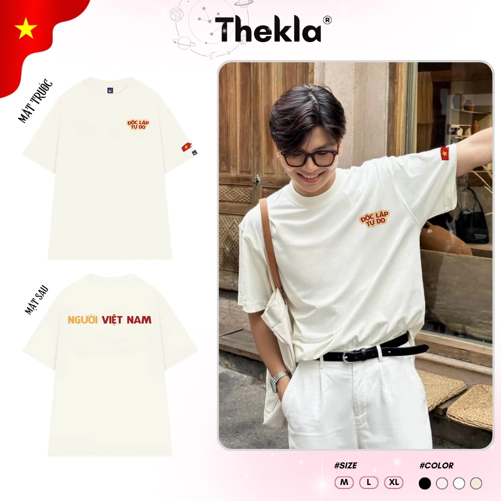 Áo Thun, Áo Phông Unisex By Thekla BST47 Người Việt Nam Chất Cotton Co Giãn Thoáng Mát Form Rộng Cho Nam Nữ