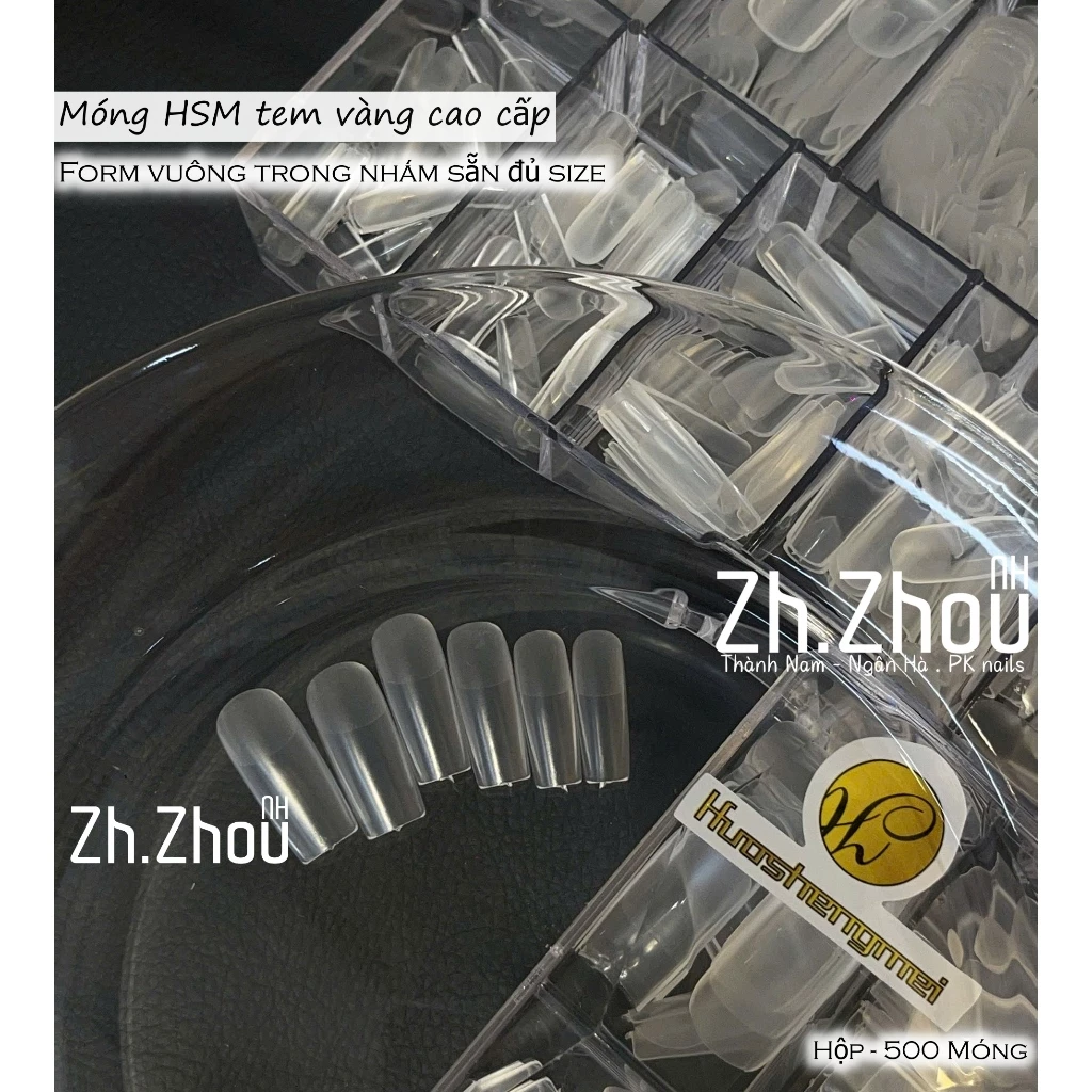 Móng Úp HSM tem vàng Vuông, Nhọn, Thang, Bầu,Hạt Gạo, Tròn Nhám HSM , móng hsm tem vàng, tổng hợp