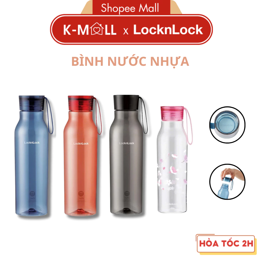 Bình nước nhựa Tritan LocknLock có dây treo, an toàn cho sức khỏe ABF644 550ML ABF664 750ML - K-MALL