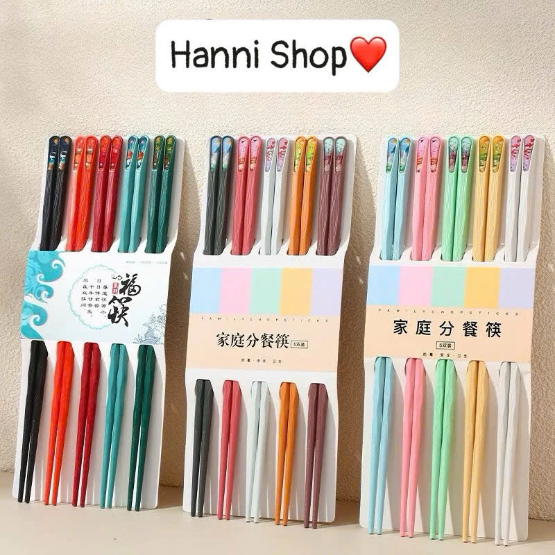 Bộ Đũa Ăn Cơm Gia Đình Sợi Thuỷ Tinh Kháng Khuẩn Không Mốc Chống Trơn Chịu Nhiệt Phong Cách Nhật Cao Cấp