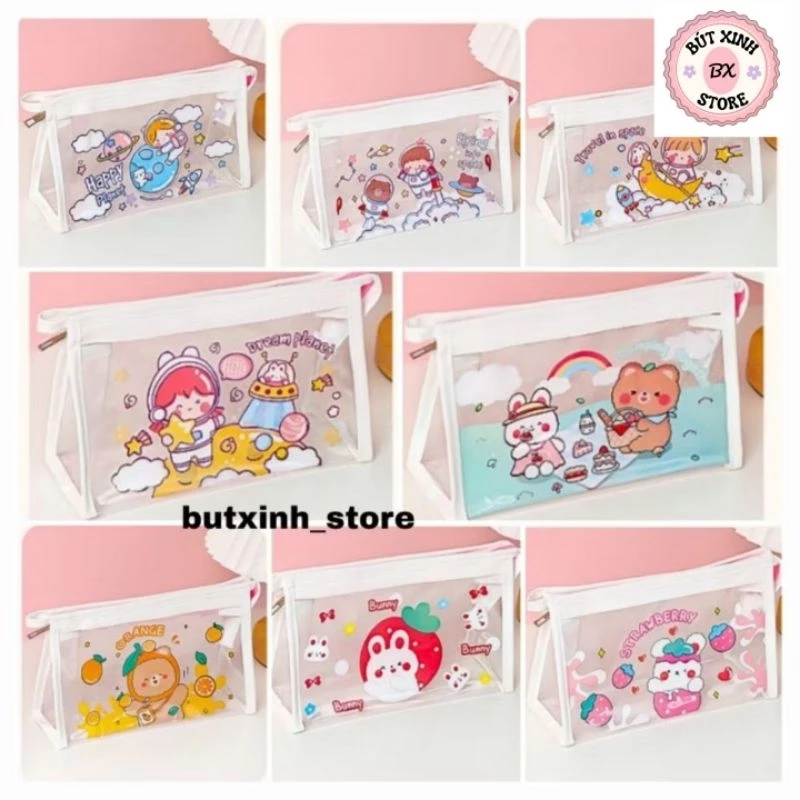 Túi Đựng Bút Trong Suốt Họa Tiết Dễ Thương