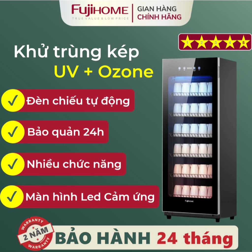 Tủ sấy khử trùng bát đĩa 180L FUJIHOME DD180 công nghệ Uv & Ozone