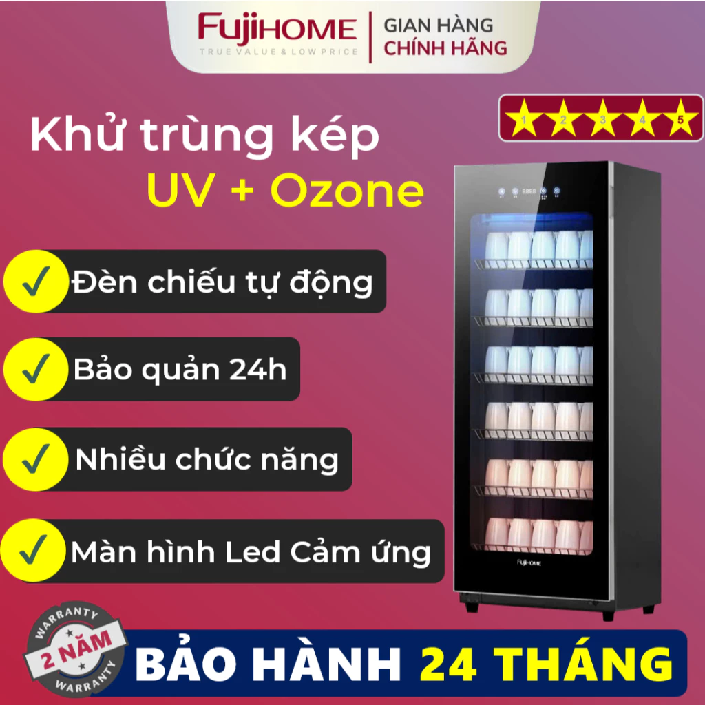 Tủ sấy khử trùng bát đĩa FUJIHOME DD180 180L công nghệ Uv và Ozone