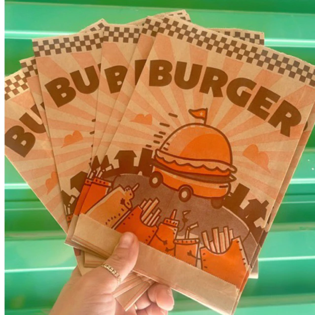 túi burger, túi đựng hambuger NÂU, túi giấy đựng burger