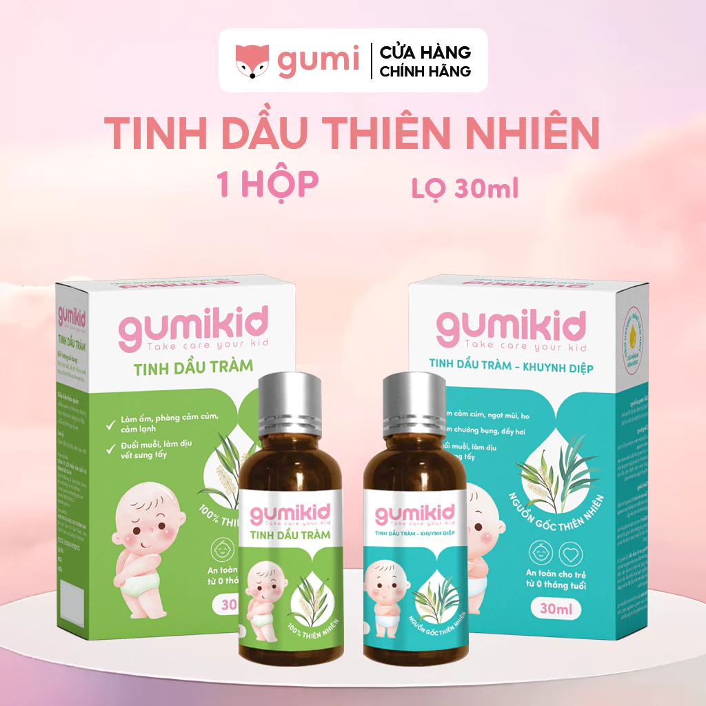 Tinh dầu thiên nhiên Gumi, tinh dầu tràm, khuynh diệp giúp giữ ấm, phòng ho, cảm cúm, đuổi muỗi côn trùng, an toàn lành