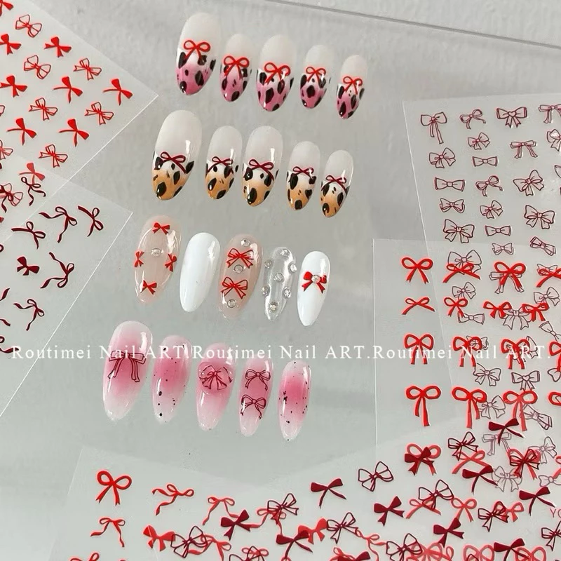 Stick nơ đỏ lụa trang trí móng tay cao cấp mã YO