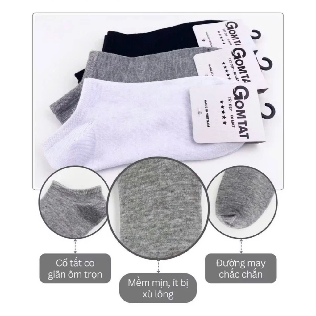 Vớ Cổ Ngắn Trơn GZGo Vải Cotton Co Giãn Nam Nữ Dùng Hằng Ngày