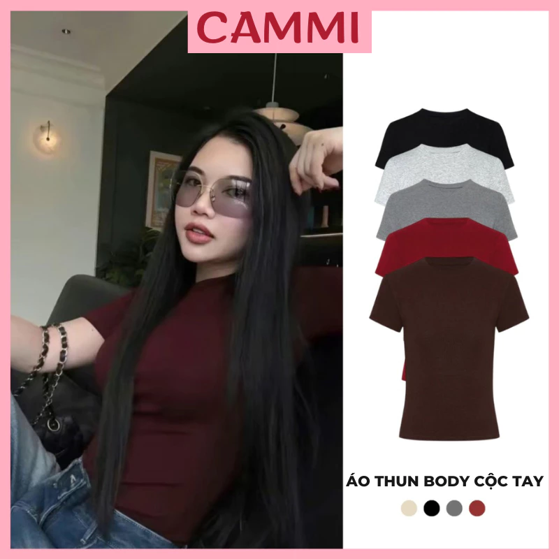 Áo thun trơn cổ tròn chất thun ôm body phong cách basic HA36