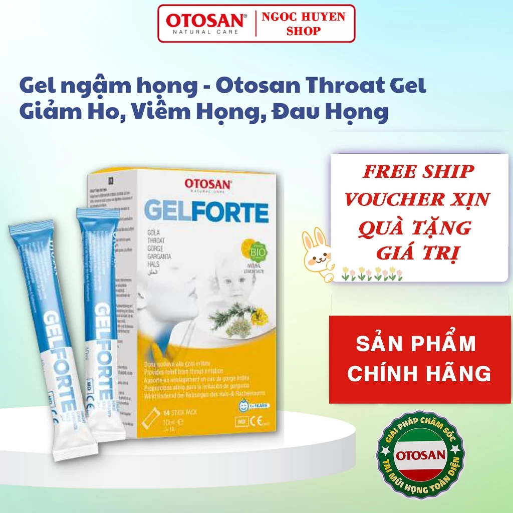 Gel Ngậm Họng Otosan Throat Gel Forte – Hỗ trợ Giảm Ho, Đau Rát Họng An Toàn Cho Mẹ Và Bé Hộp 14 Gói.