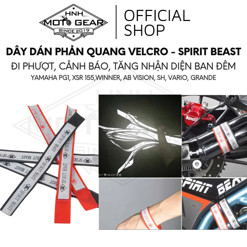 Dây Phản Quang Velcro Đi Phượt Tăng Nhận Diện Ban Đêm Dán Nhiều Vị Trí Spirit Beast