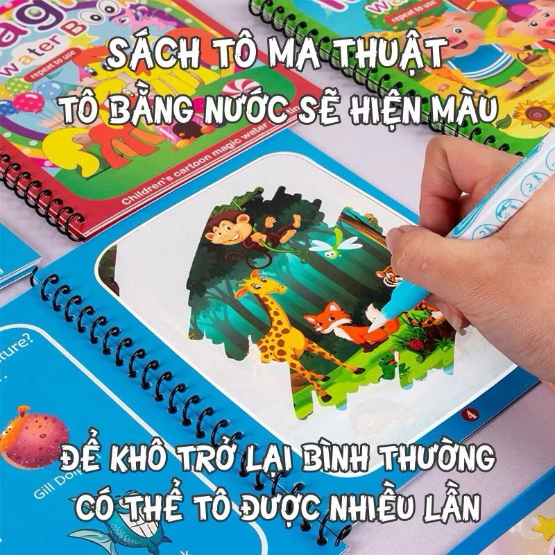 Tranh tô màu nước ma thuật tự khô, tranh tô màu nước thần kì cho bé