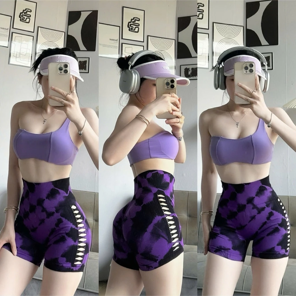 Quần Đùi Chất Dệt XẺ HÔNG   Nâng Mông Q26 Nữ  Co Giãn Tập - Gym - Yoga - Aerobic ⚡️ Hàng Nhập Khẩu ⚡️
