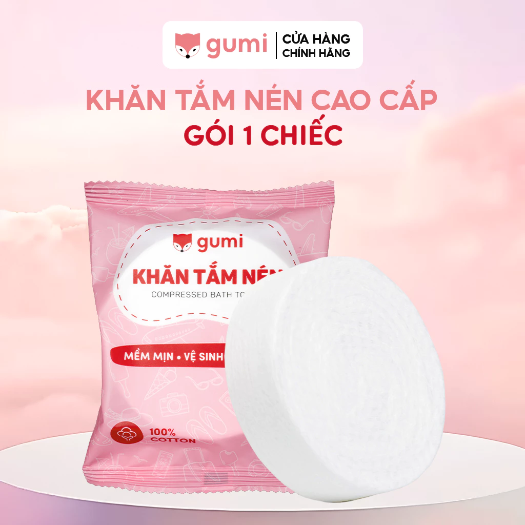 Khăn tắm nén du lịch dùng 1 lần vải cotton 100% siêu dai, siêu mềm không gây kích