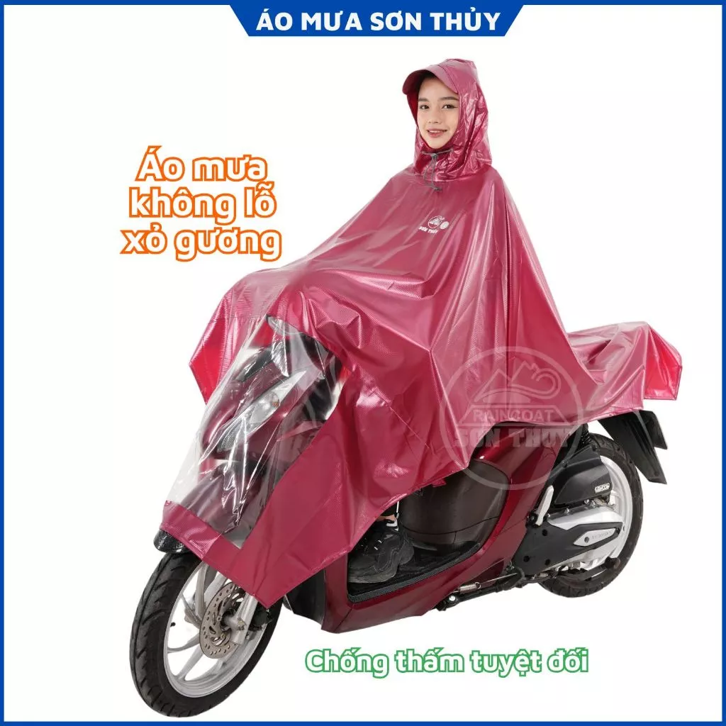 Áo mưa choàng không lỗ xỏ gương Sơn Thủy nhựa PVC siêu dai, siêu chống thấm, áo mưa cánh dơi K31 ST2