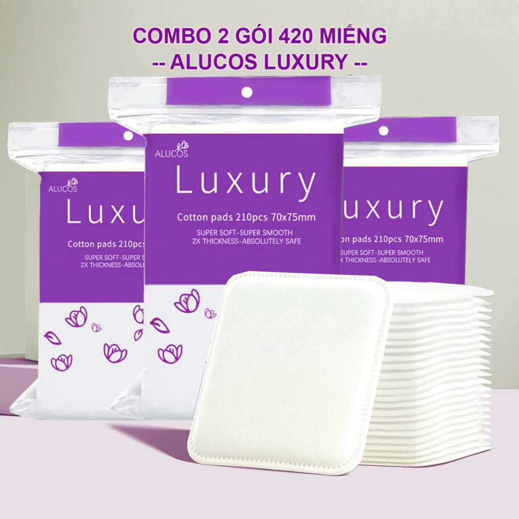 [Combo 02 03 gói] Bông tẩy trang Alucos Luxury 210 miếng/gói chính hãng
