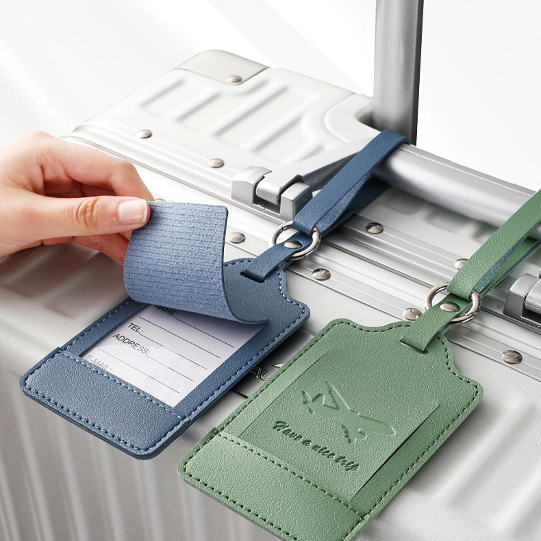 Thẻ Tag Hành Lý Du Lịch Bằng Da PU Chống Nước, Thẻ Tên Hành Lý Cao Cấp KT 7x11,5Cm
