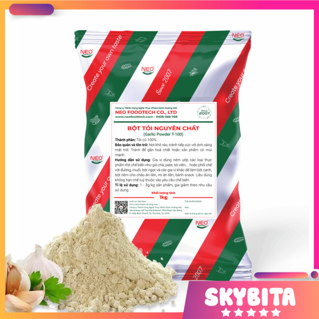 Bột tỏi nguyên chất xay mịn, bột tỏi mịn túi 1kg