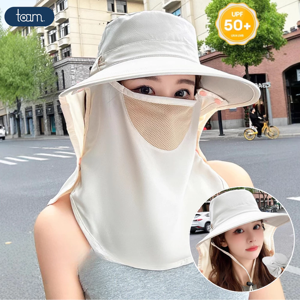 Mũ Chống Nắng Kèm Khẩu Trang Che Cổ Chống 99% Tia UV Có Thể Tháo Rời Thoáng Khí, Chống Bụi Hiệu Quả