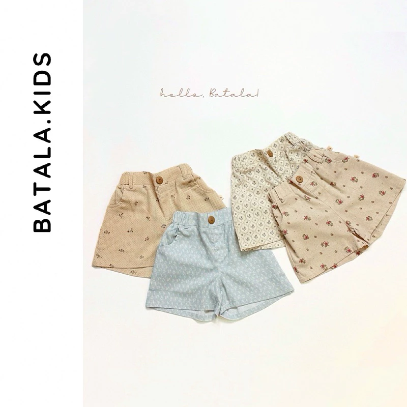 Quần đùi LINEN HOA NHÍ cho bé Batala Kids, quần short đùi bé gái chất liệu Linen hoa nhí 2025