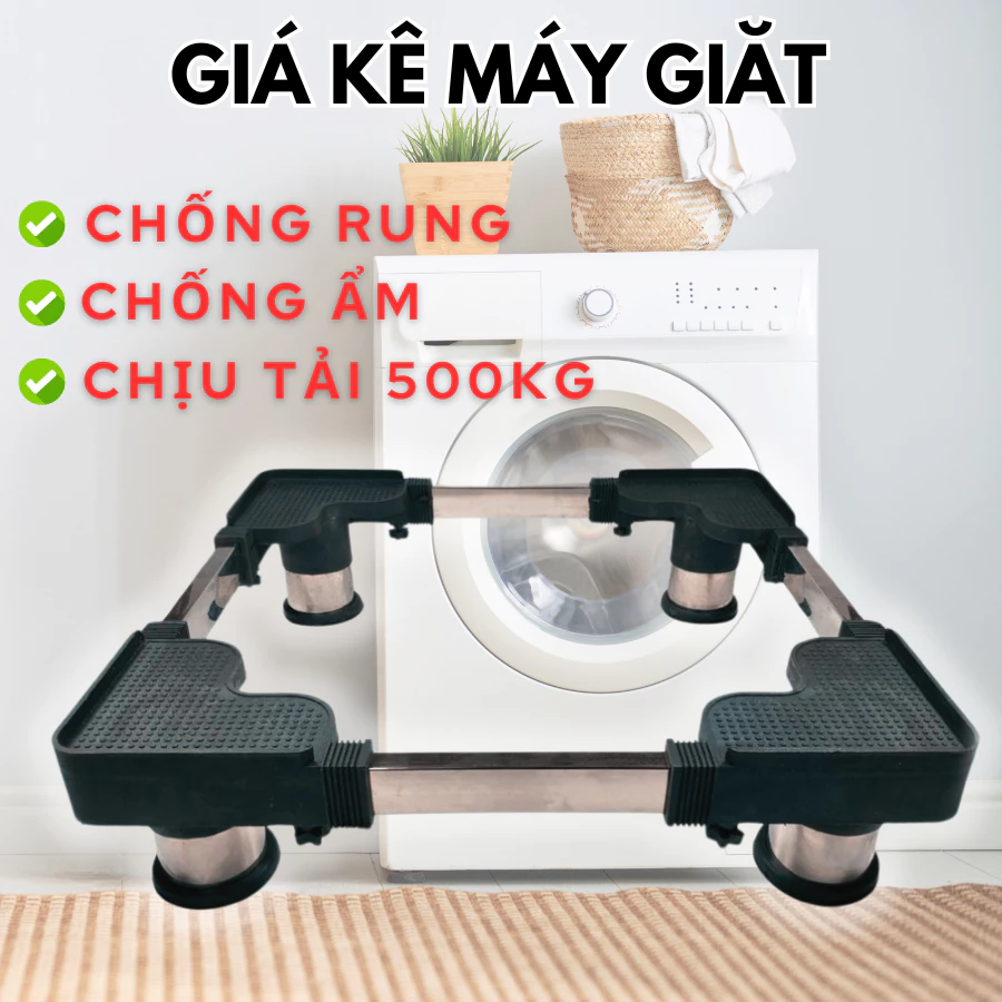 Chân Máy Giặt Chống Rung Kệ Máy Giặt Tăng Giảm Kích Thước Chống Trượt Chịu Tải 400kg Hàng Chính Hãng