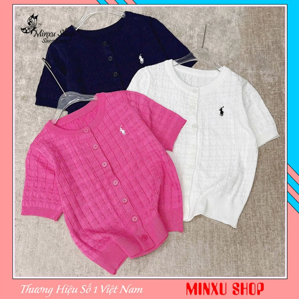 Áo Len Cadigan Cộc Tay Thêu Ngựa Hoạ Tiết Len Vân Cá Hàng QC Minxu Shop CK61