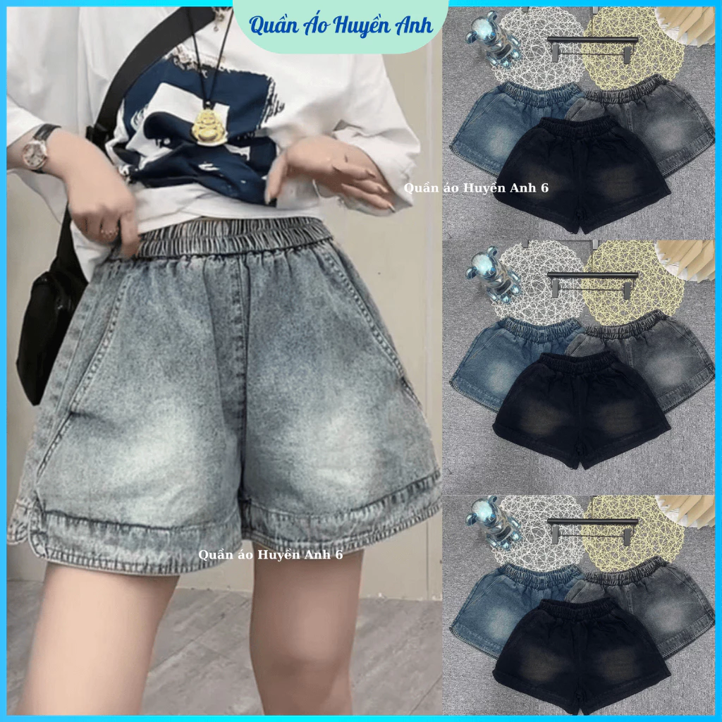 Quần short đùi bò cạp chun gấu xẻ V dành cho nữ [M53]