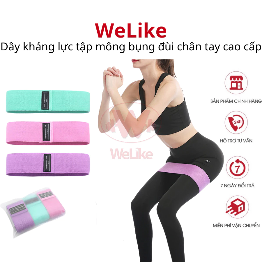 Dây kháng lực tập gym Welike - Dây band kháng lực đàn hồi tập chân mông tay đùi kéo xà boxing tại nhà Vải Polyester