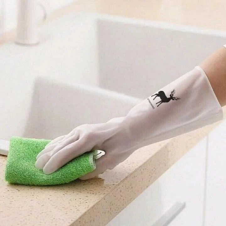 COMBO 2 Găng Tay Cao Su Hình Con Hươu Rửa Chén Bát Siêu Bền Dai Chống Ăn Mòn Bảo Vệ Tay - Hỗ Trợ Làm Bếp
