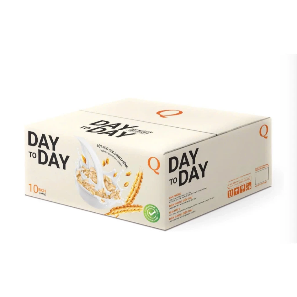 Thùng 10 bịch Ngũ Cốc Dinh Dưỡng Day to Day Trần Quang bịch 600g (20 gói * 30g)