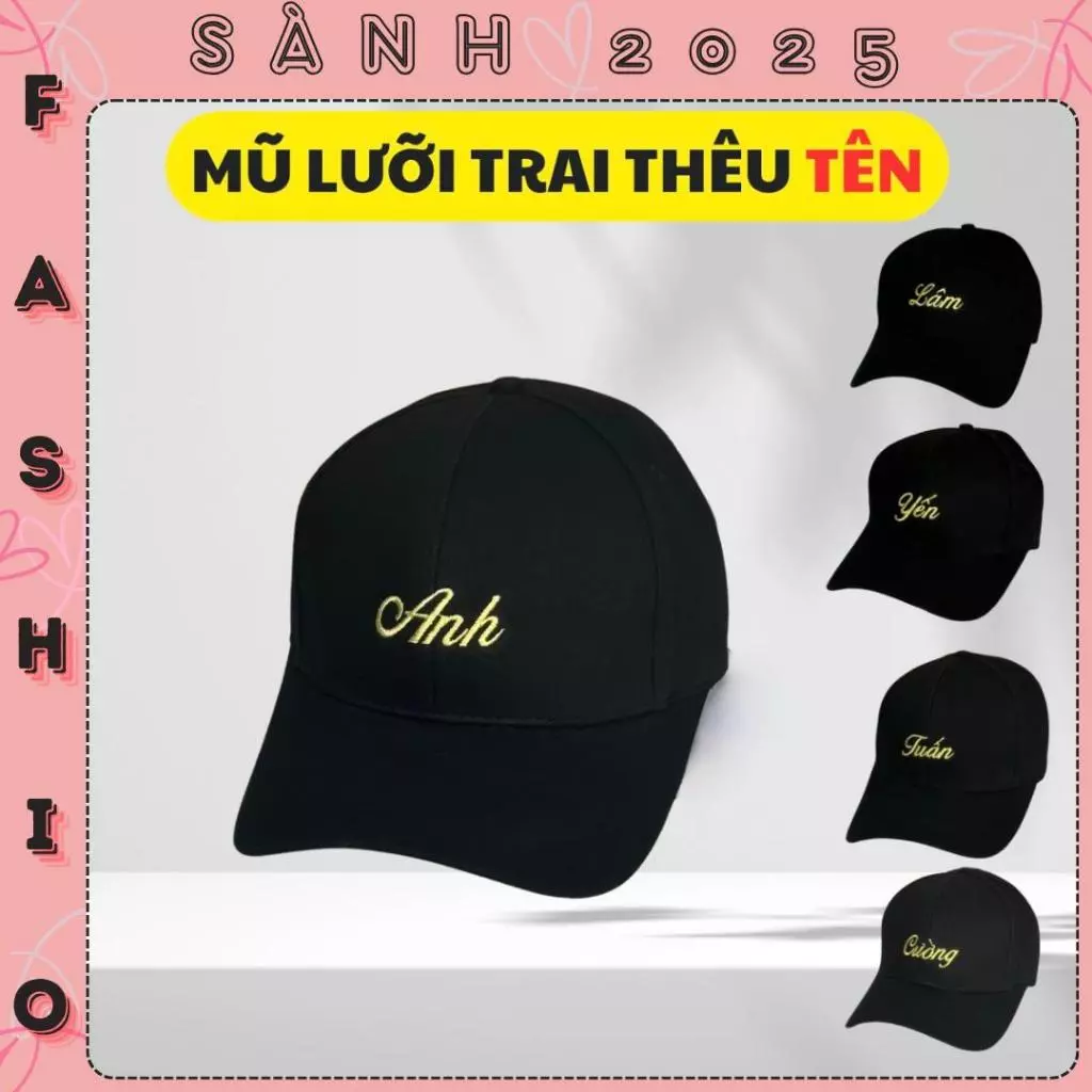 [Tên Có Sẵn] Mũ lưỡi trai thêu tổng hợp Tên cao cấp chất kaki form unisex nam nữ Sành Fashion